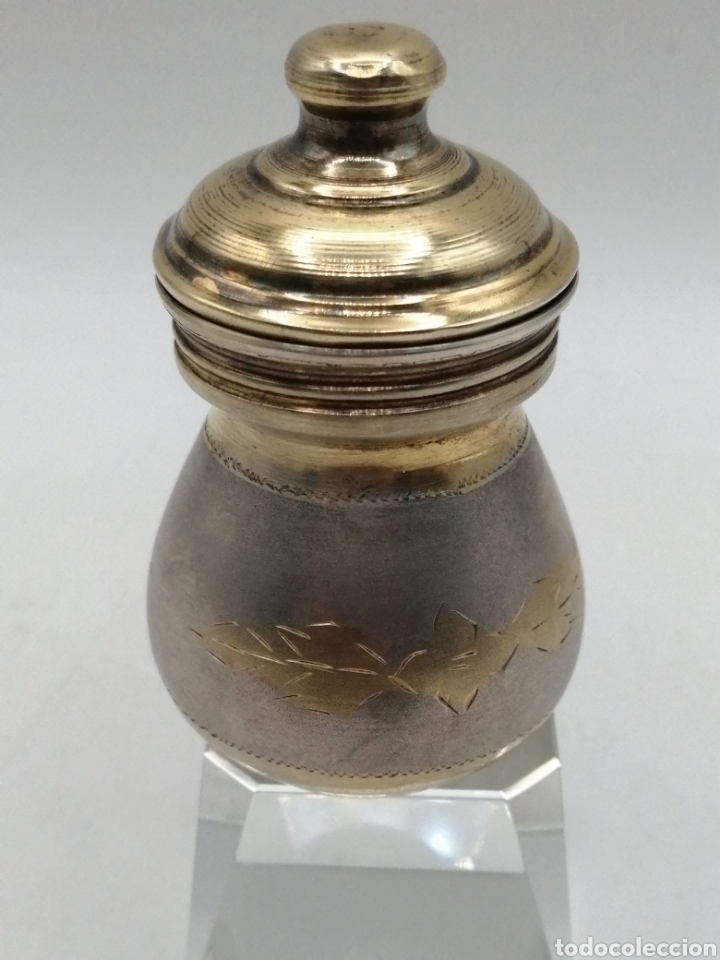Antig&uuml;edades: Tarro recipiente plata y plata dorada repujada. TNT Silver - Foto 4