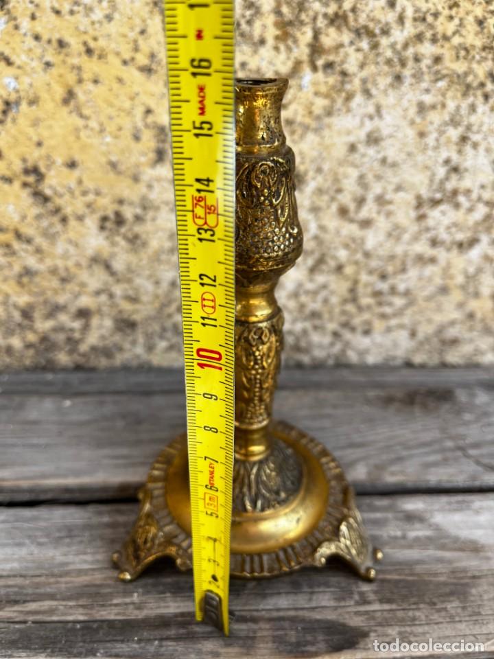 Antig&uuml;edades: Pie de l&aacute;mpara de bronce, antiguo. - Foto 3