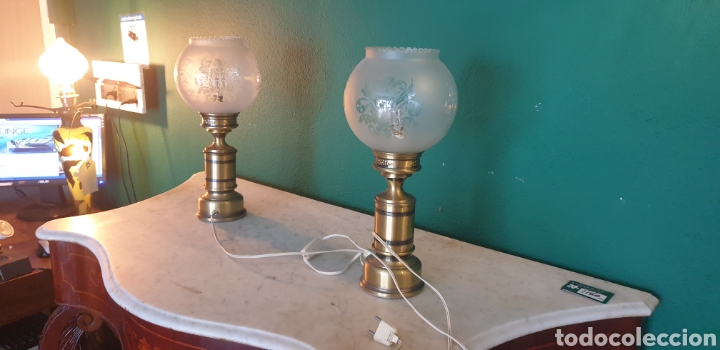 Antig&uuml;edades: Pareja de l&aacute;mparas de bronce - Foto 1