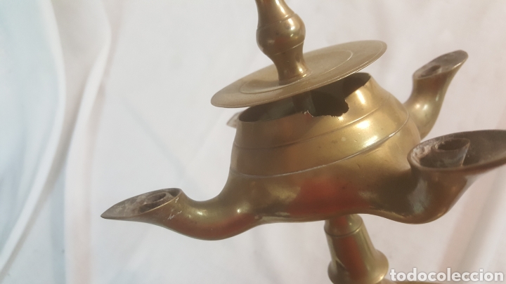 Antig&uuml;edades: L&Aacute;MPARA DE ACEITE DE BRONCE - Foto 6