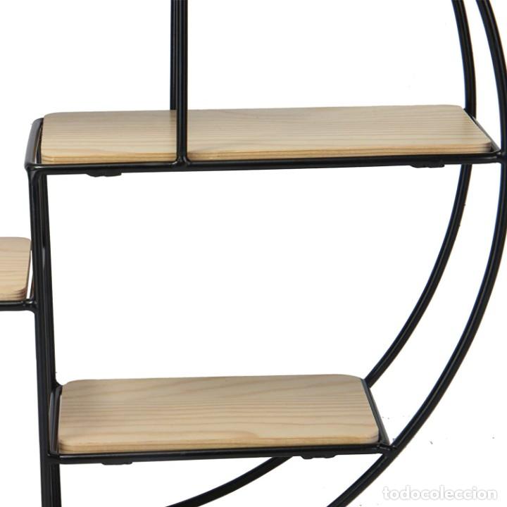 Antig&uuml;edades: Estante circular de pared de metal y madera - Foto 2