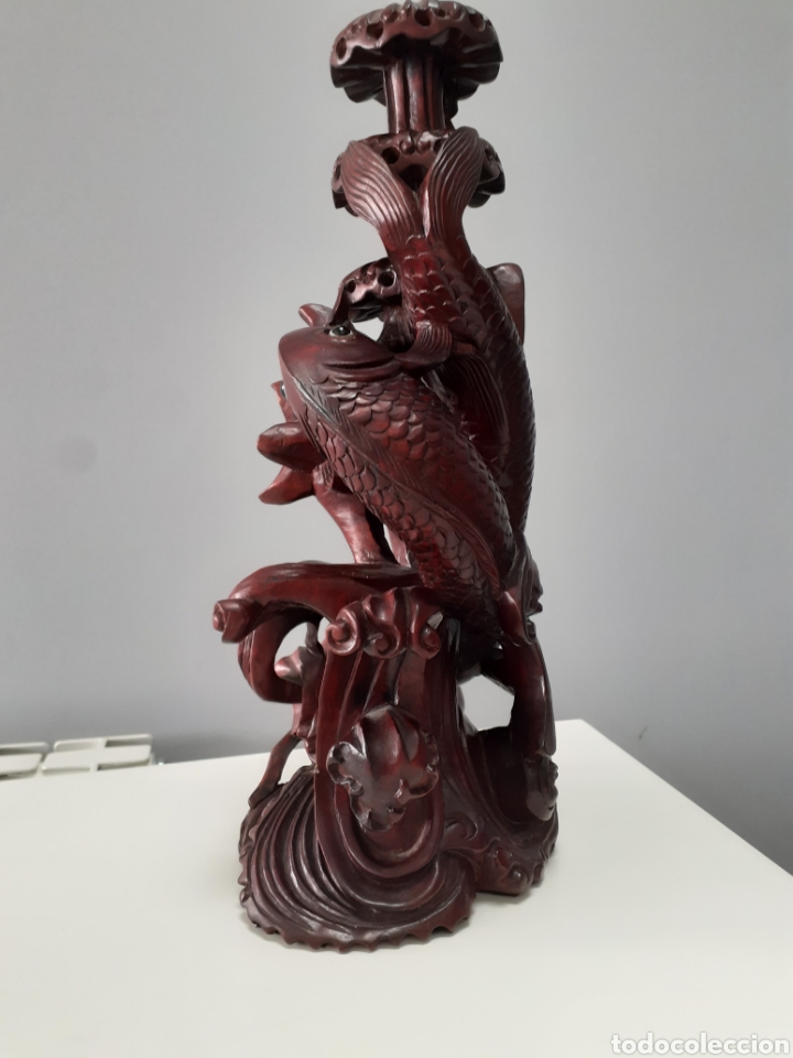 Antig&uuml;edades: FIGURA PECES MADERA TALLADA. - Foto 2