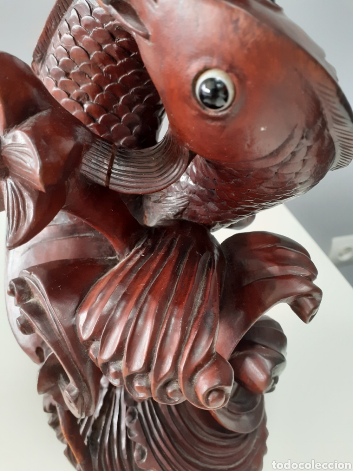 Antig&uuml;edades: FIGURA PECES MADERA TALLADA. - Foto 4