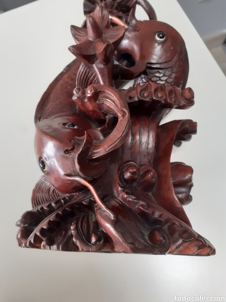 Antig&uuml;edades: FIGURA PECES MADERA TALLADA. - Foto 6