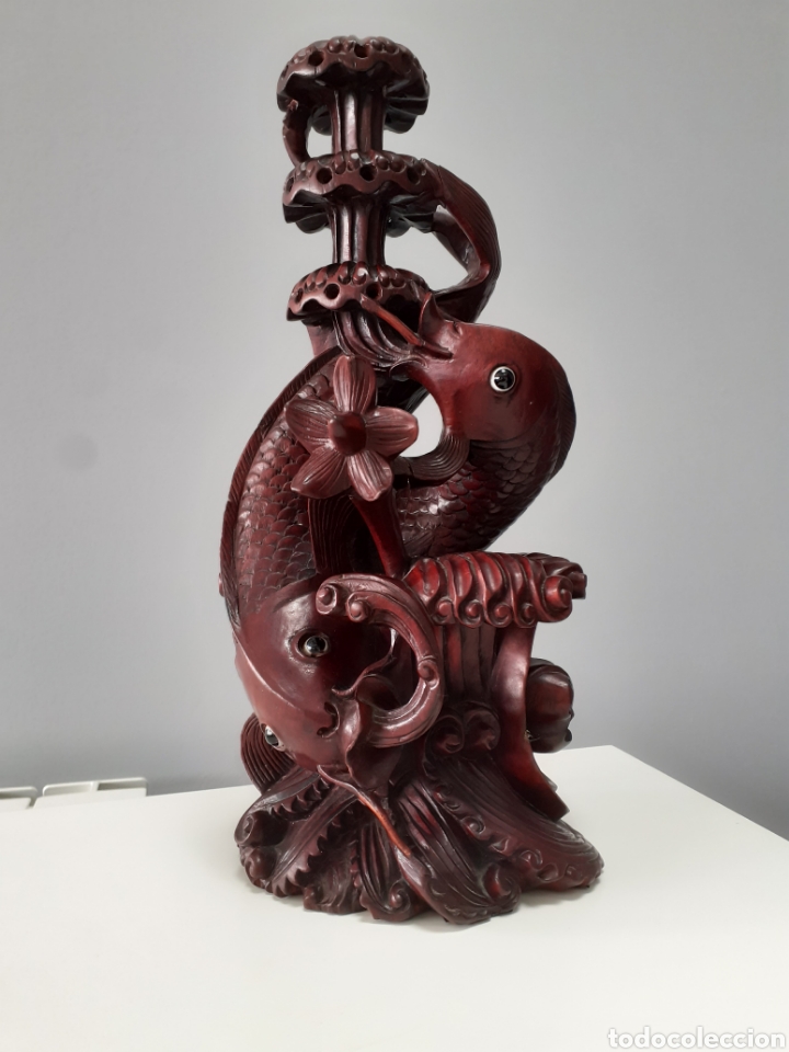 Antig&uuml;edades: FIGURA PECES MADERA TALLADA. - Foto 1