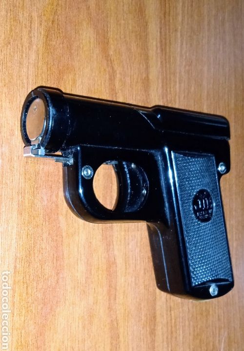 Antig&uuml;edades: MECHERO PISTOLA Y PORTA TABA.BAQUELITA NEGRO A&Ntilde;OS 1920 BENCINA. MARCA J y M MADE IN FRANCE.