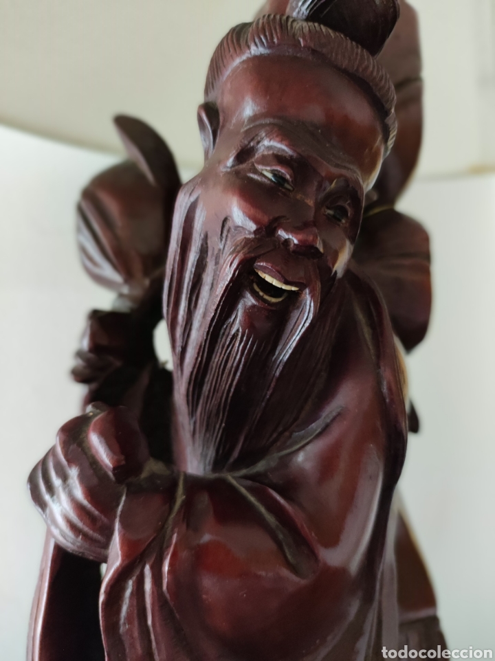 Antig&uuml;edades: L&aacute;mpara de madera china - Foto 2