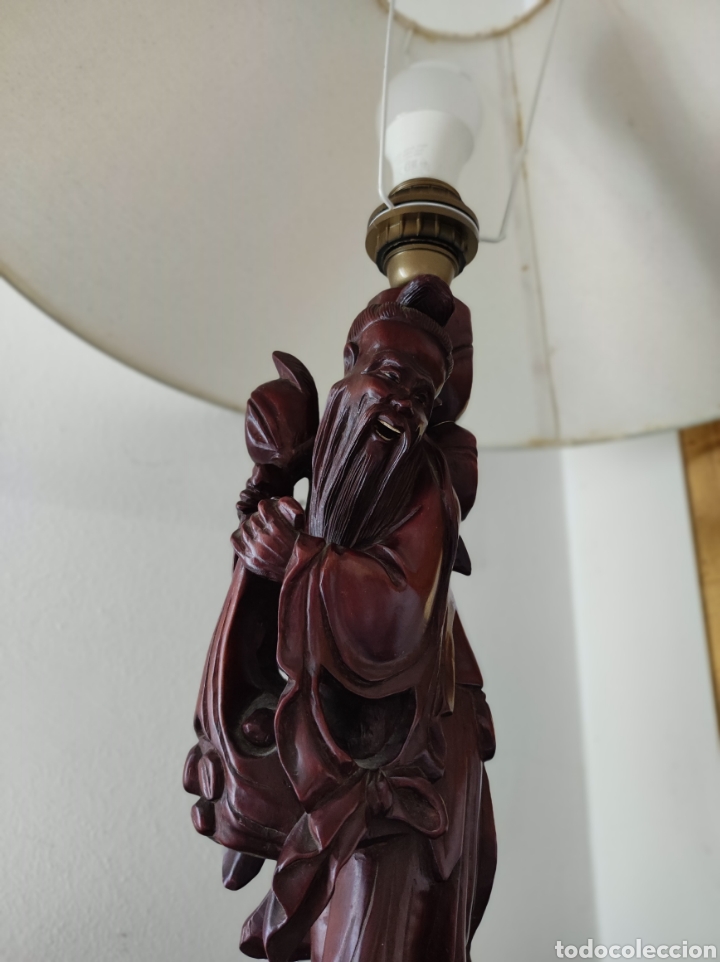 Antig&uuml;edades: L&aacute;mpara de madera china - Foto 3