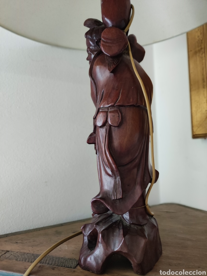 Antig&uuml;edades: L&aacute;mpara de madera china - Foto 4