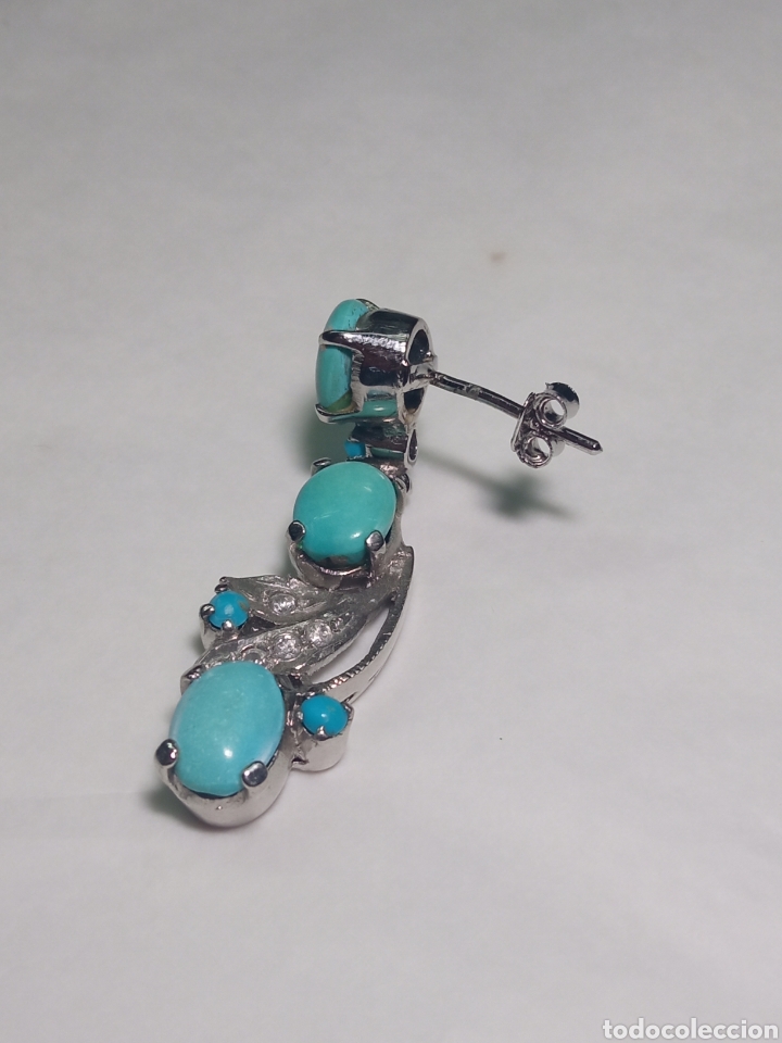 Antig&uuml;edades: Pendientes plata y turquesa - Foto 3