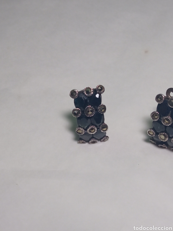 Antig&uuml;edades: Pendientes plata y azabache + - Foto 2