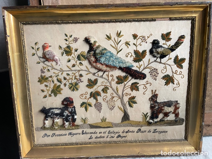 Antig&uuml;edades: CUADRO BORDADOS SIGLO XIX - Foto 1