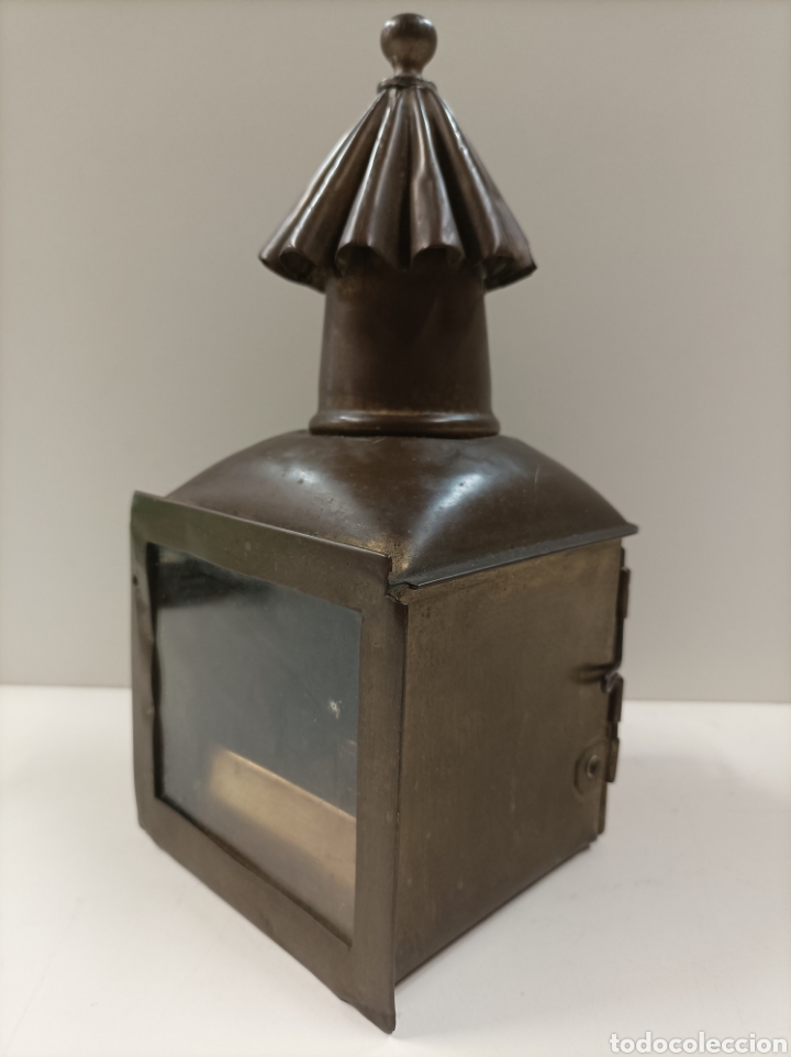 Antig&uuml;edades: Farol Candil l&aacute;mpara lat&oacute;n bronce - Foto 2