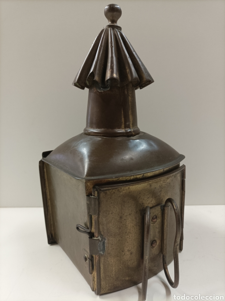 Antig&uuml;edades: Farol Candil l&aacute;mpara lat&oacute;n bronce - Foto 3