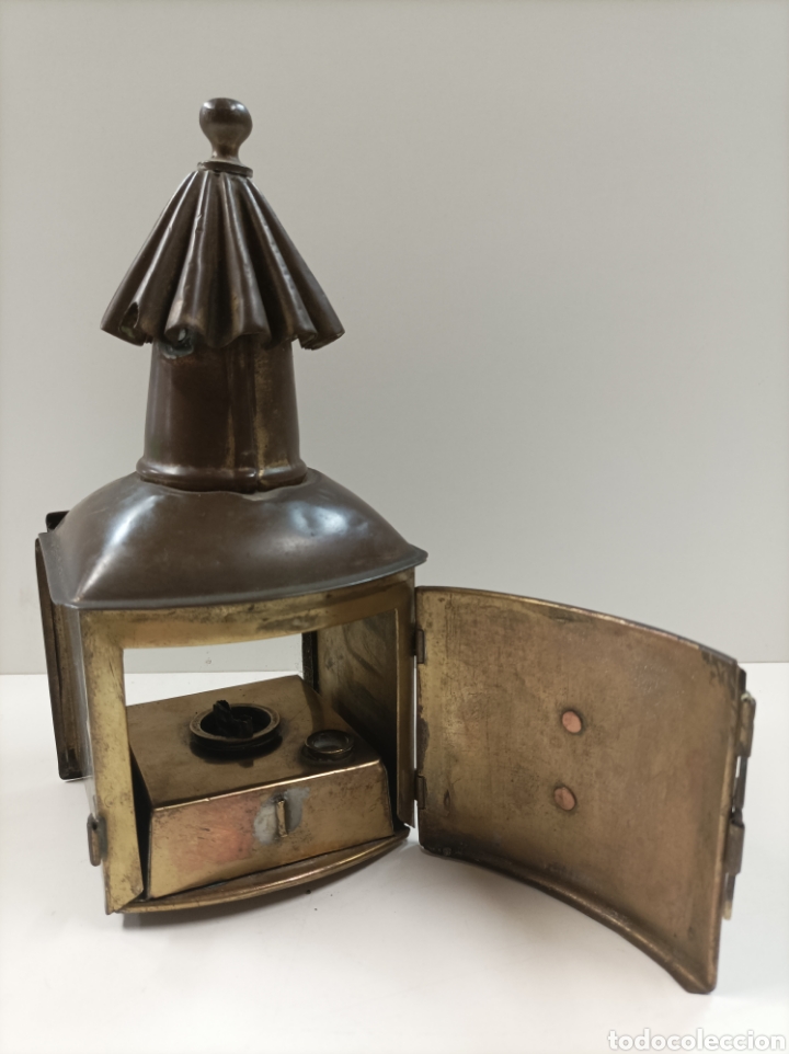 Antig&uuml;edades: Farol Candil l&aacute;mpara lat&oacute;n bronce - Foto 4