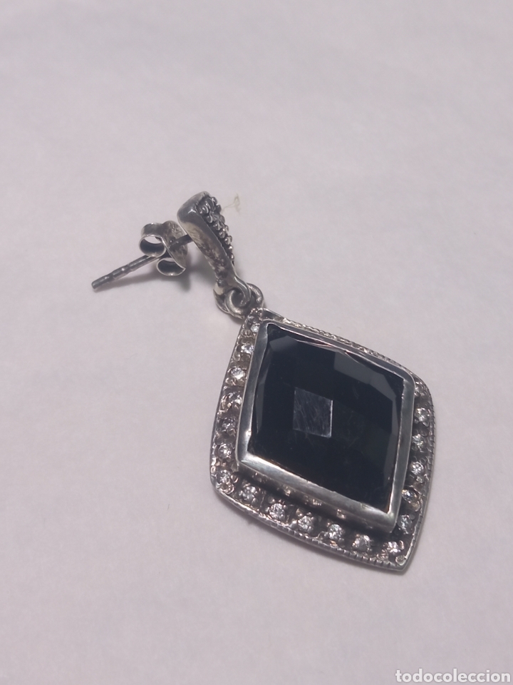 Antig&uuml;edades: Pendientes plata y azabache + - Foto 3