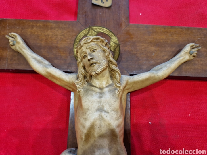 Antig&uuml;edades: CRISTO ANTIGUO EN MADERA Y ESTUCO - Foto 3