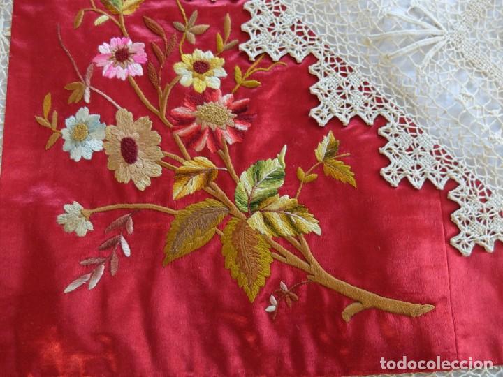 Antig&uuml;edades: FABULOSA COLCHA DE SEDA S.XIX - Foto 12