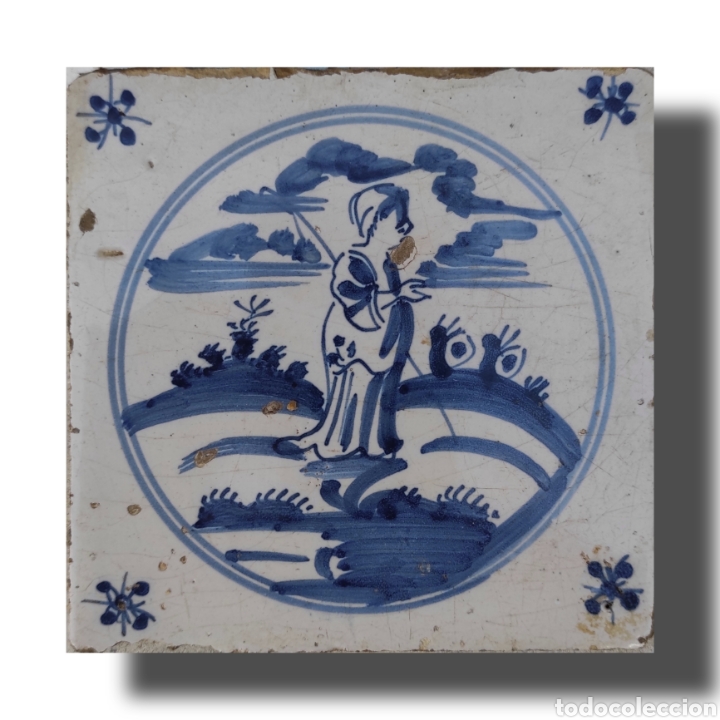 Antig&uuml;edades: Azulejo siglo XVIII Delft - Foto 1