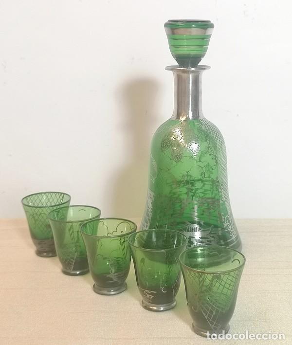 Antig&uuml;edades: Botella Cristal y Plata con Vasos - Foto 4