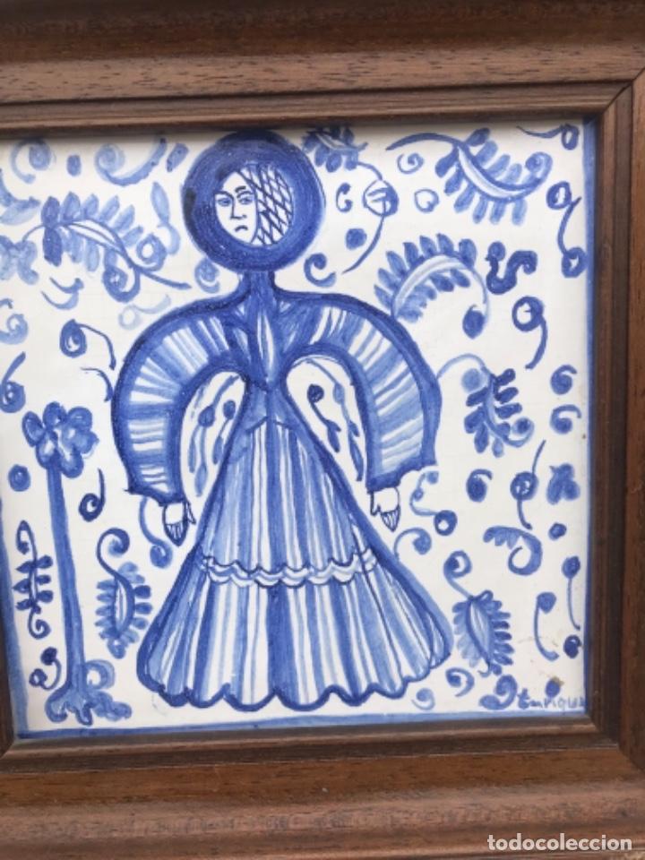 Antig&uuml;edades: Azulejo, pintado,y enmarcado - Foto 3