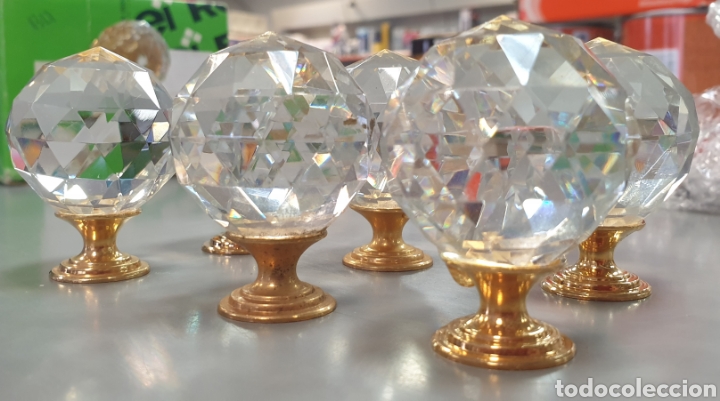 Antig&uuml;edades: Tiradores armario cristal ( 6 unidades) 41mm
