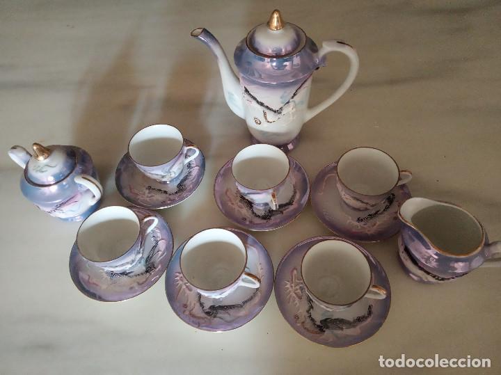 Antig&uuml;edades: ANTIGUO JUEGO DE CAFE JAPONES, 6 TAZAS, 6 PLATOS, LECHERA, AZUCARERA Y CAFETERA.