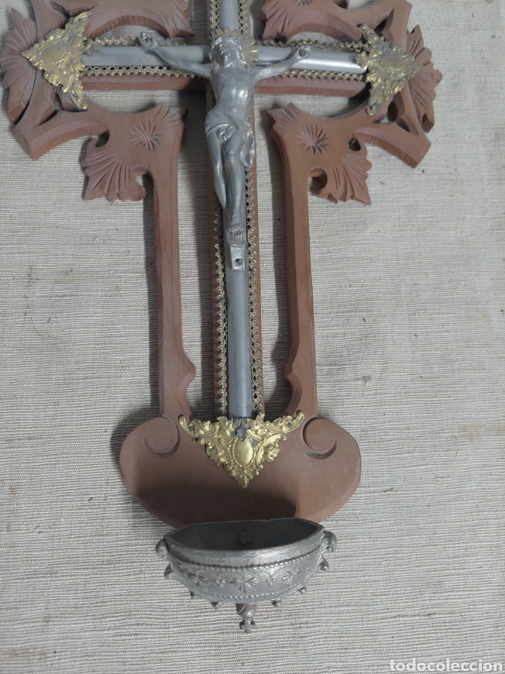 Antig&uuml;edades: Magn&iacute;fica Antigua benditera madera tallada &ntilde;z - Foto 3