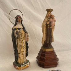 Antiguidades: LOTE DE DOS ANTIGUAS VIRGENES-FIGURAS RELIGIOSAS!. Lote 361246765