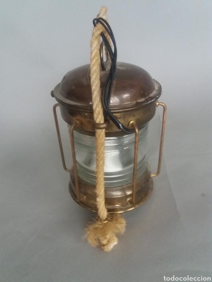 Antig&uuml;edades: FAROL MARINO DE BRONCE ANCHOR. ELECTRIFICADO. - Foto 2