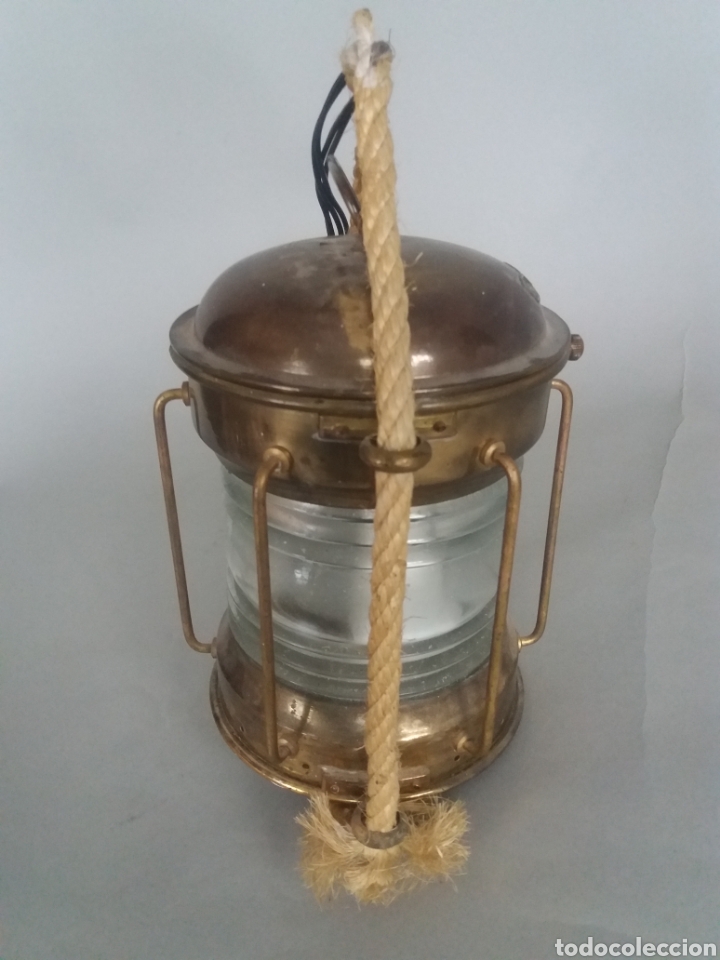 Antig&uuml;edades: FAROL MARINO DE BRONCE ANCHOR. ELECTRIFICADO. - Foto 6