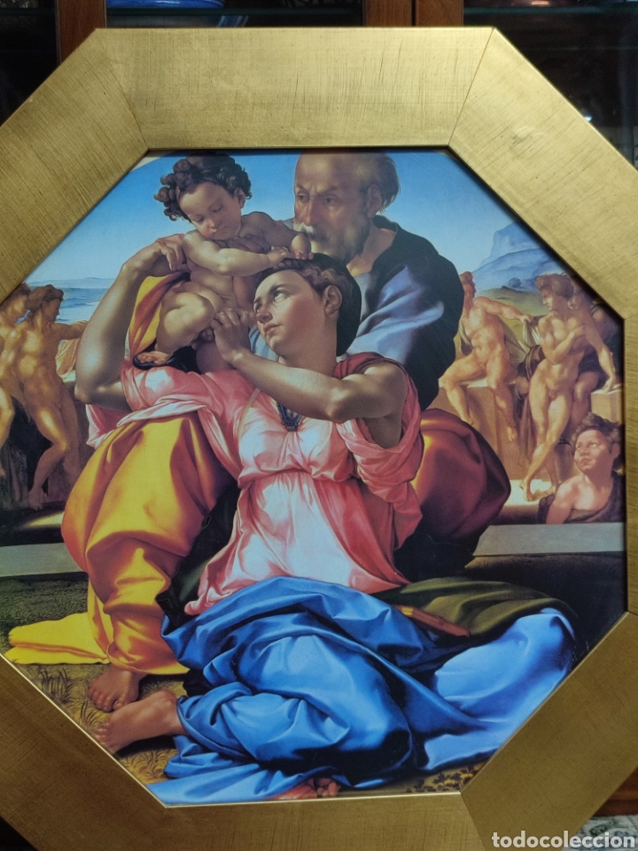 Antig&uuml;edades: Cuadro octogonal de madera con l&aacute;mina religiosa - Foto 2