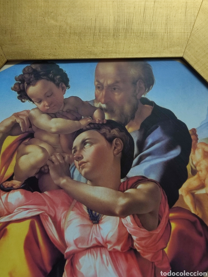 Antig&uuml;edades: Cuadro octogonal de madera con l&aacute;mina religiosa - Foto 3