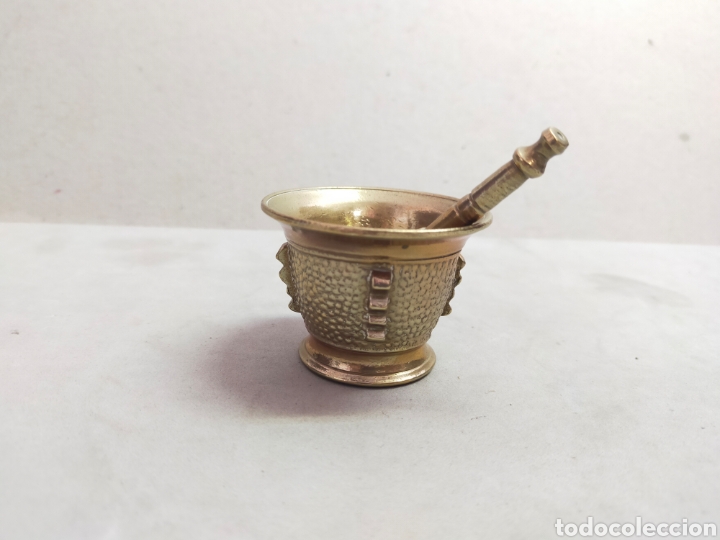 Antig&uuml;edades: MORTERO O ALMIREZ DE BRONCE, CON MANO. MINIATURA. - Foto 2