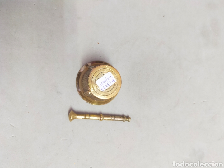 Antig&uuml;edades: MORTERO O ALMIREZ DE BRONCE, CON MANO. MINIATURA. - Foto 6