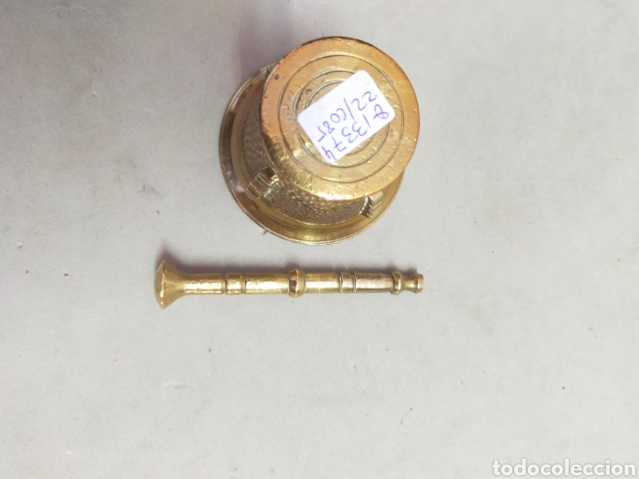 Antig&uuml;edades: MORTERO O ALMIREZ DE BRONCE, CON MANO. MINIATURA. - Foto 7