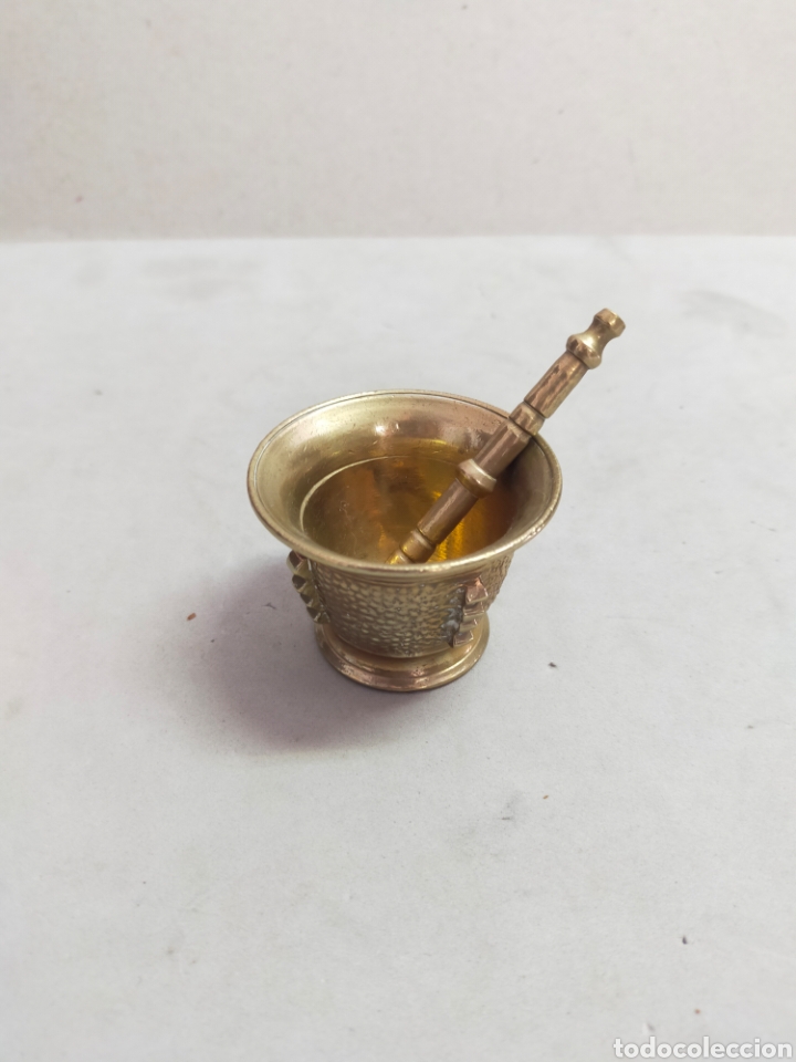 Antig&uuml;edades: MORTERO O ALMIREZ DE BRONCE, CON MANO. MINIATURA. - Foto 10