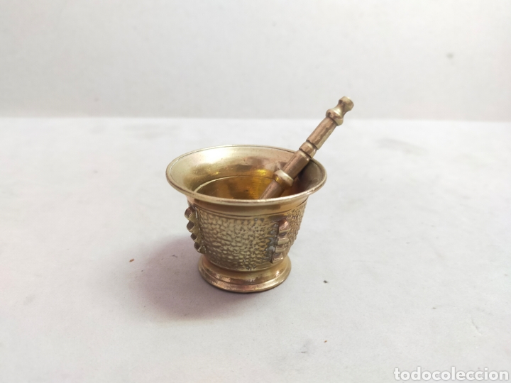 Antig&uuml;edades: MORTERO O ALMIREZ DE BRONCE, CON MANO. MINIATURA. - Foto 11