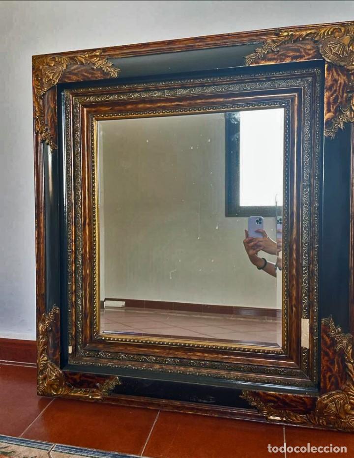 Antig&uuml;edades: ESPEJO BISELADO ESTILO ISABELINO, MARCO POLICROMADO. - Foto 3