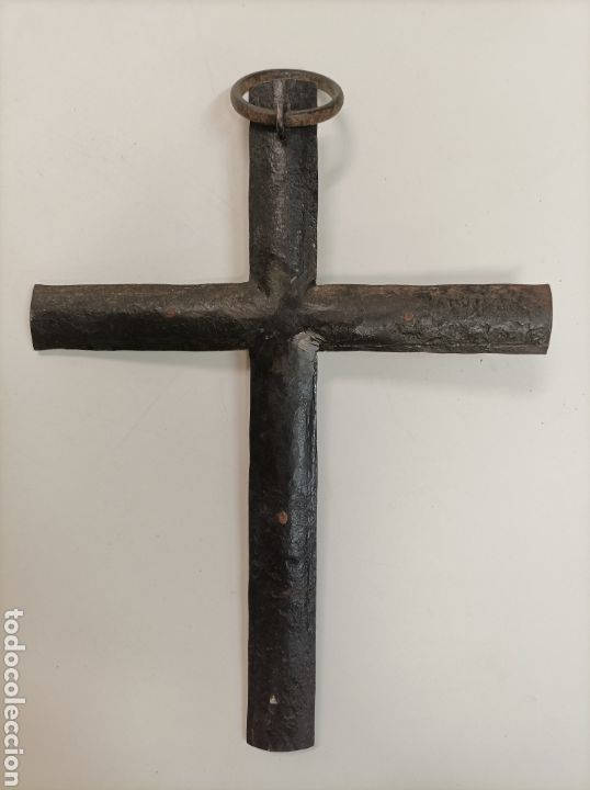 Antig&uuml;edades: Crucifijo hierro bronce esmalte - Foto 3