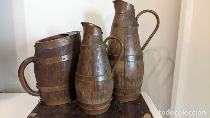 Antig&uuml;edades: LOTE 3 JARRA MADERA LAT&Oacute;N - Foto 2