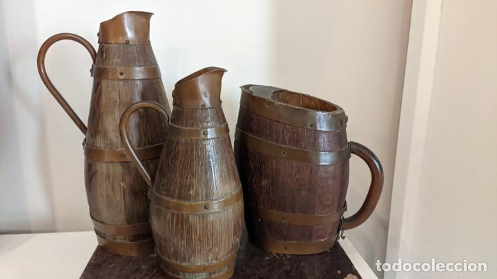 Antig&uuml;edades: LOTE 3 JARRA MADERA LAT&Oacute;N - Foto 3