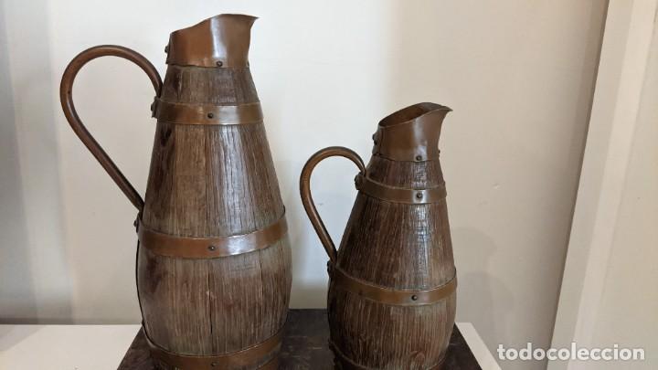 Antig&uuml;edades: LOTE 3 JARRA MADERA LAT&Oacute;N - Foto 4