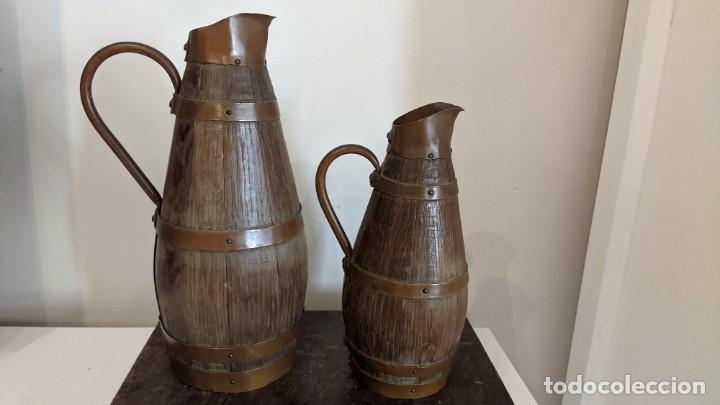 Antig&uuml;edades: LOTE 3 JARRA MADERA LAT&Oacute;N - Foto 5