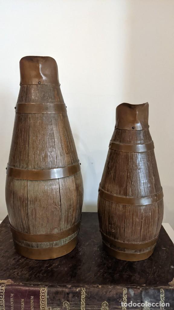 Antig&uuml;edades: LOTE 3 JARRA MADERA LAT&Oacute;N - Foto 6