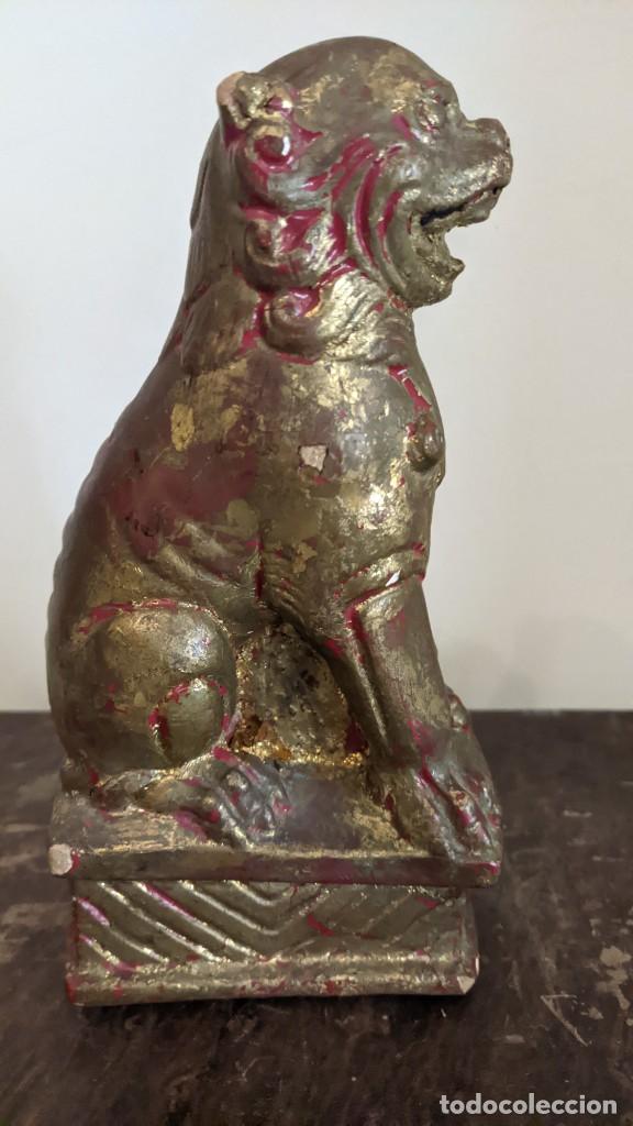 Antig&uuml;edades: PERRO FOO FURIA ESTUCO DORADO - Foto 1