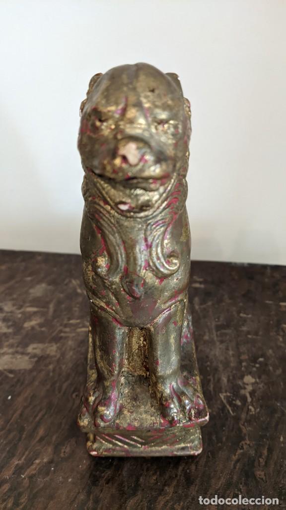 Antig&uuml;edades: PERRO FOO FURIA ESTUCO DORADO - Foto 3