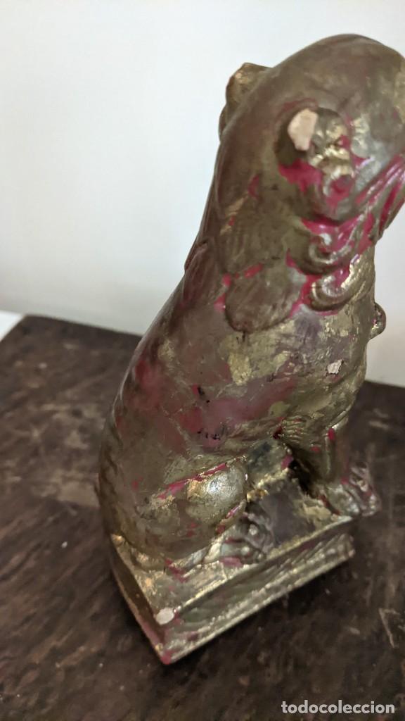 Antig&uuml;edades: PERRO FOO FURIA ESTUCO DORADO - Foto 5