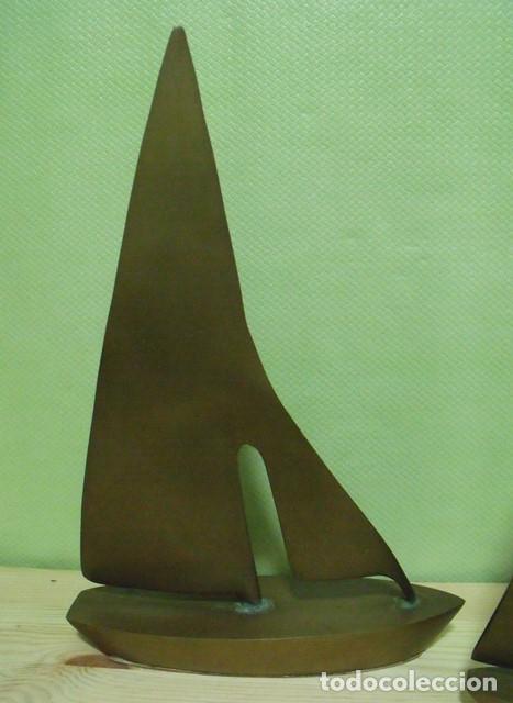 Antig&uuml;edades: Lote Set Figuras Barcos Veleros Bronce - Foto 3