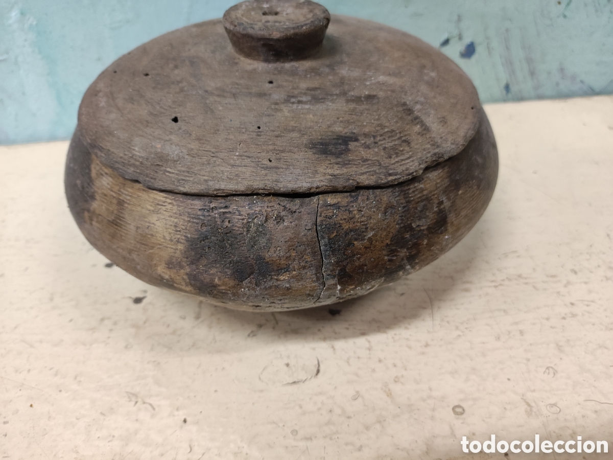 Antig&uuml;edades: Fiambrera de madera con tapa - Foto 3